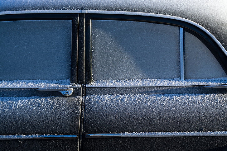 musta, auton, katettu, lumi, Frost, Ice, täysikokoinen