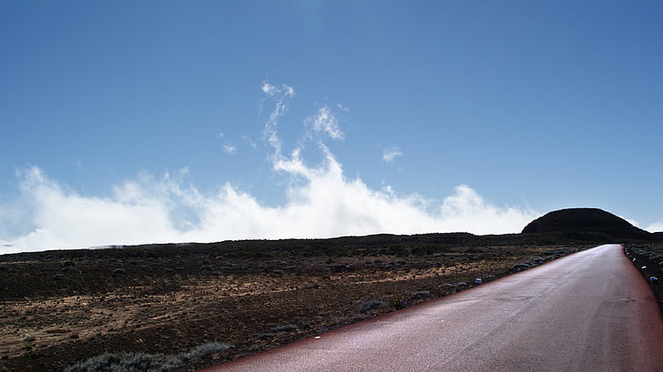 strada, Vulcano, Isola della Reunion, infiammato, natura, asfalto, cielo