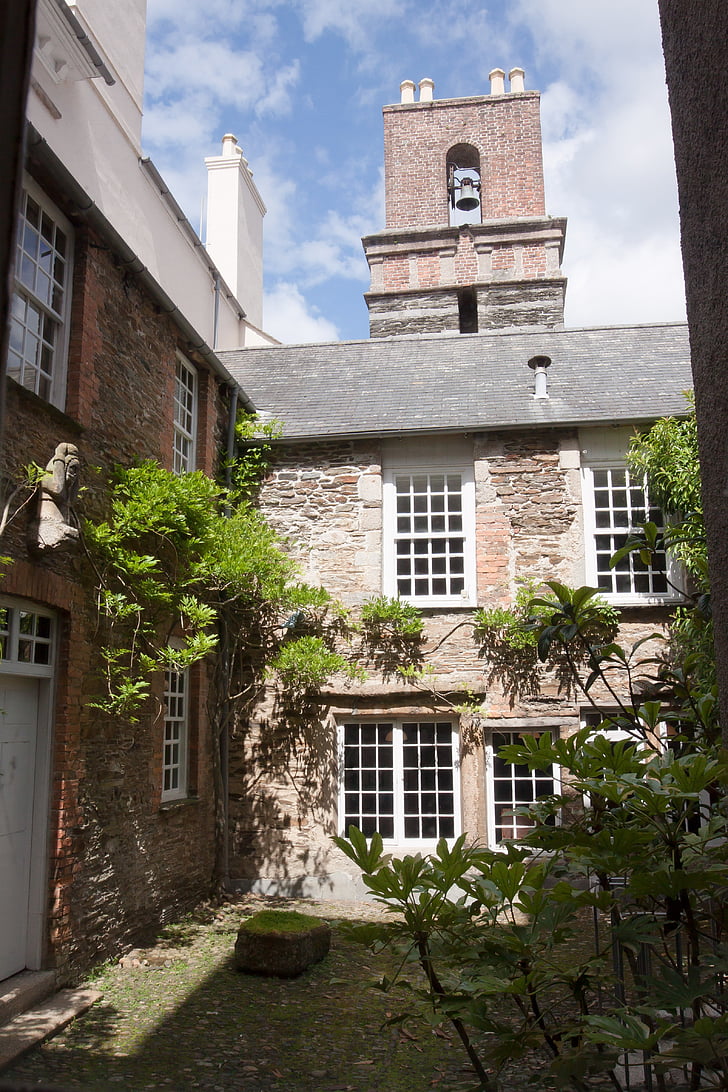 Manor house, Dzwonowa wieża, Dom saltram, dziedziniec, kamienie naturalne, Plympton, Plymouth