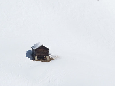 hytte, sne, vinter, stald, heustadel, Dolomitterne, Alpine