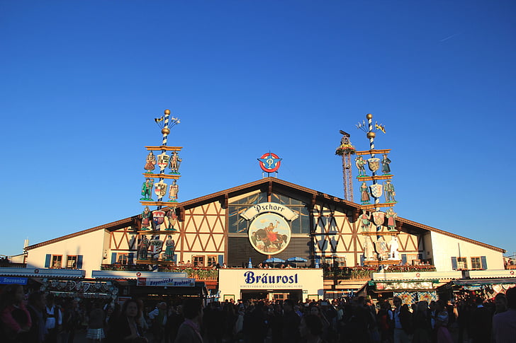 Oktoberfest, München, Marquee, tradition, bayerska, öltältet, berömda place