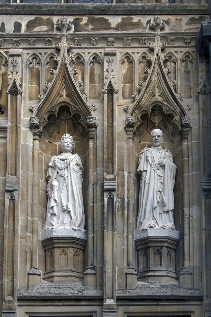 Cathédrale, Canterbury, statues, Reine elisabeth, le Prince philip, patrimoine mondial, UNESCO