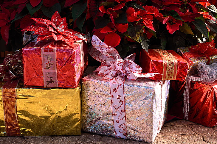 présente, Christmas, cadeaux, vacances, festive, décoratifs, hiver