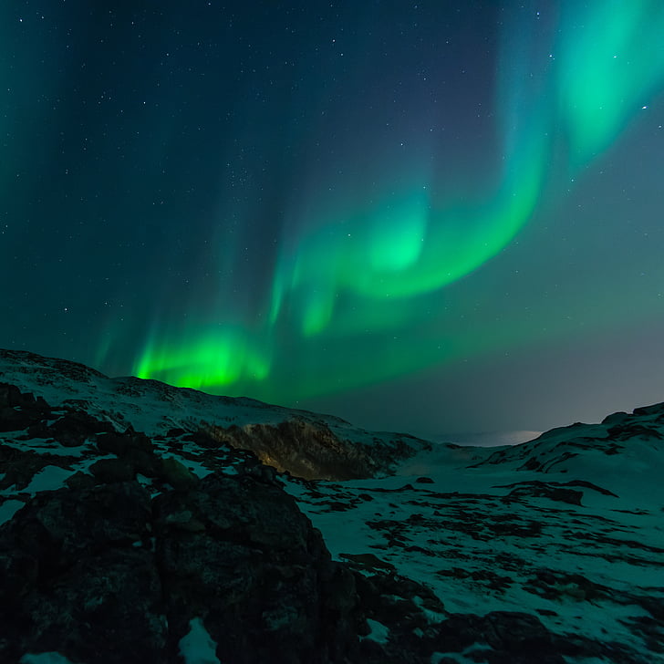 Северно сияние, Aurora borealis, Северна, нощ, небе, Грийн, светлини