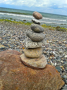 stones, pebble, beach, north sea, stack, pebbles, water