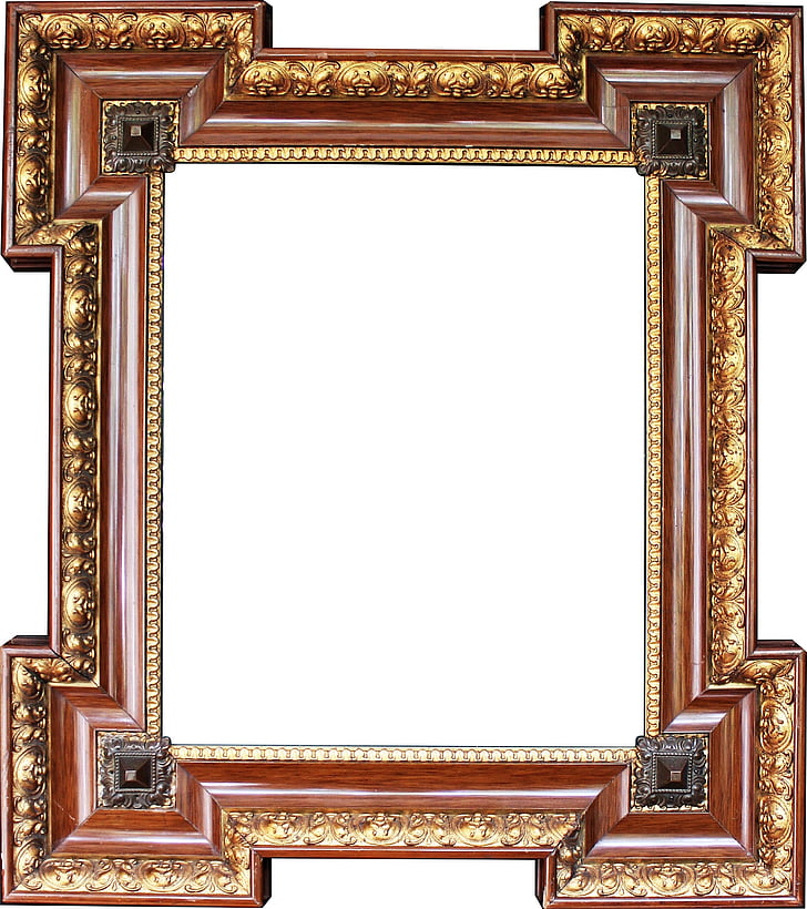 gold stucco frame, frame, wooden frame, old, antique, stucco frame, decoration