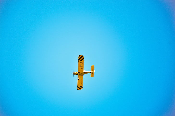 white, aircraft, sky, worms, eyeview, photography, blue
