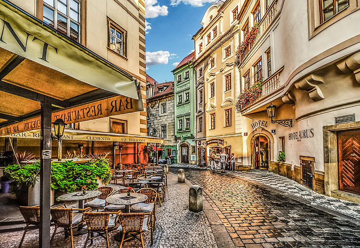 Praga, calle, Bohemia, ciudad, viajes, ciudad, antiguo