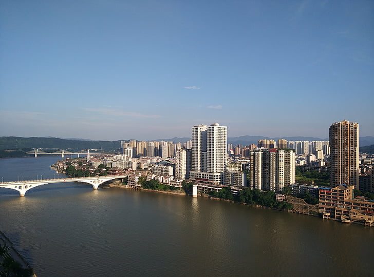Aikawa, Bridge, Riverview, bybilledet, arkitektur, Urban skyline, floden