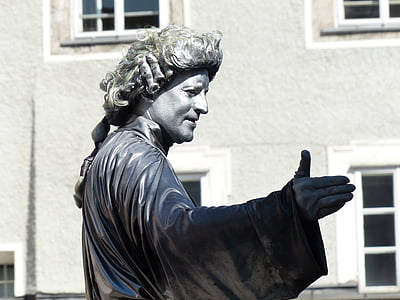 street artists, pantomime, statue, colored, person, man, mozart