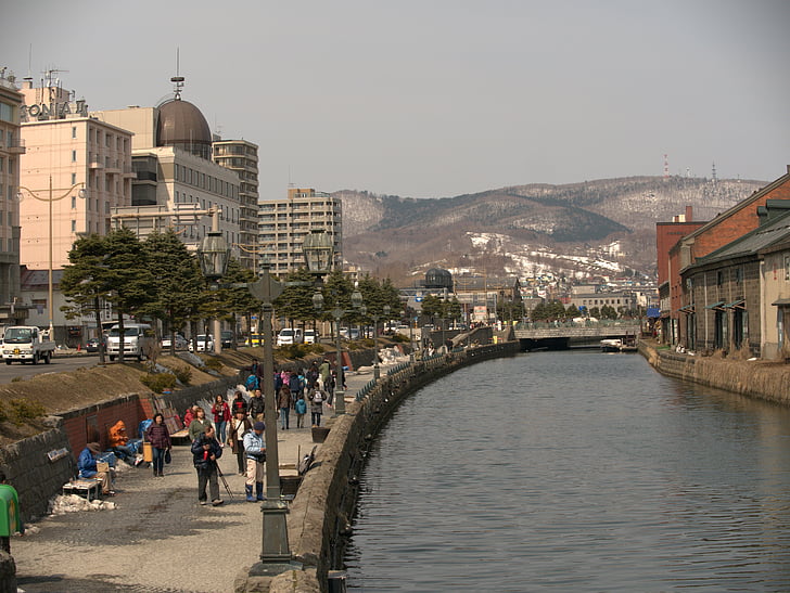 canal, râuri, peisaj, Japonia, oameni, arhitectura