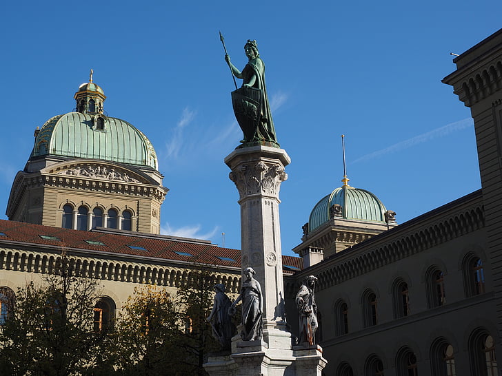 Statuia, Berna, bundeshaus, Berna, bernabrunnen, Figurină feminină, arhitectura
