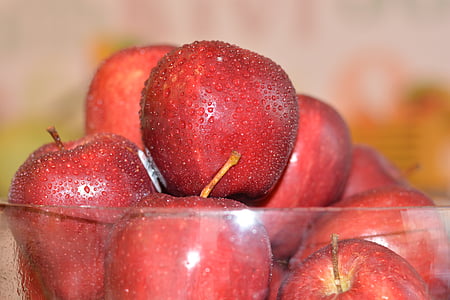 manzanas, fruta, rojo, muchos, saludable, fresco, madura