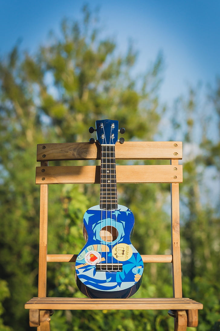small guitar, colorful, summer, guitar, musical, small, instrument