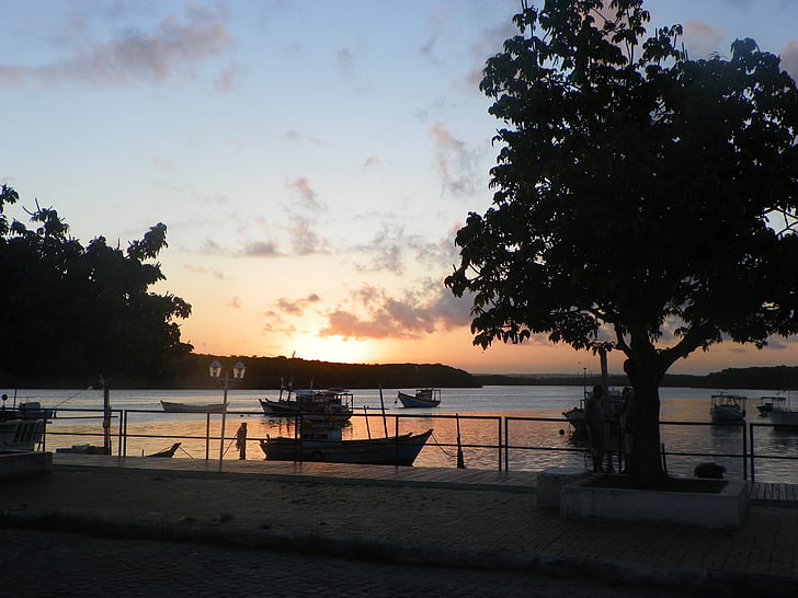 Pôr do sol, Porto seguro, Bahia, Brasil, naplemente, paradicsom, szín