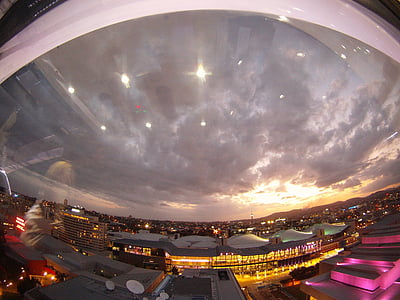 Brisbane, Austrálie, rybí oko, světla, Architektura, Panorama, město