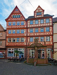 mestu Wertheim, Baden württemberg, Nemčija, staro mestno jedro, staro stavbo, zanimivi kraji, fachwerkhaus