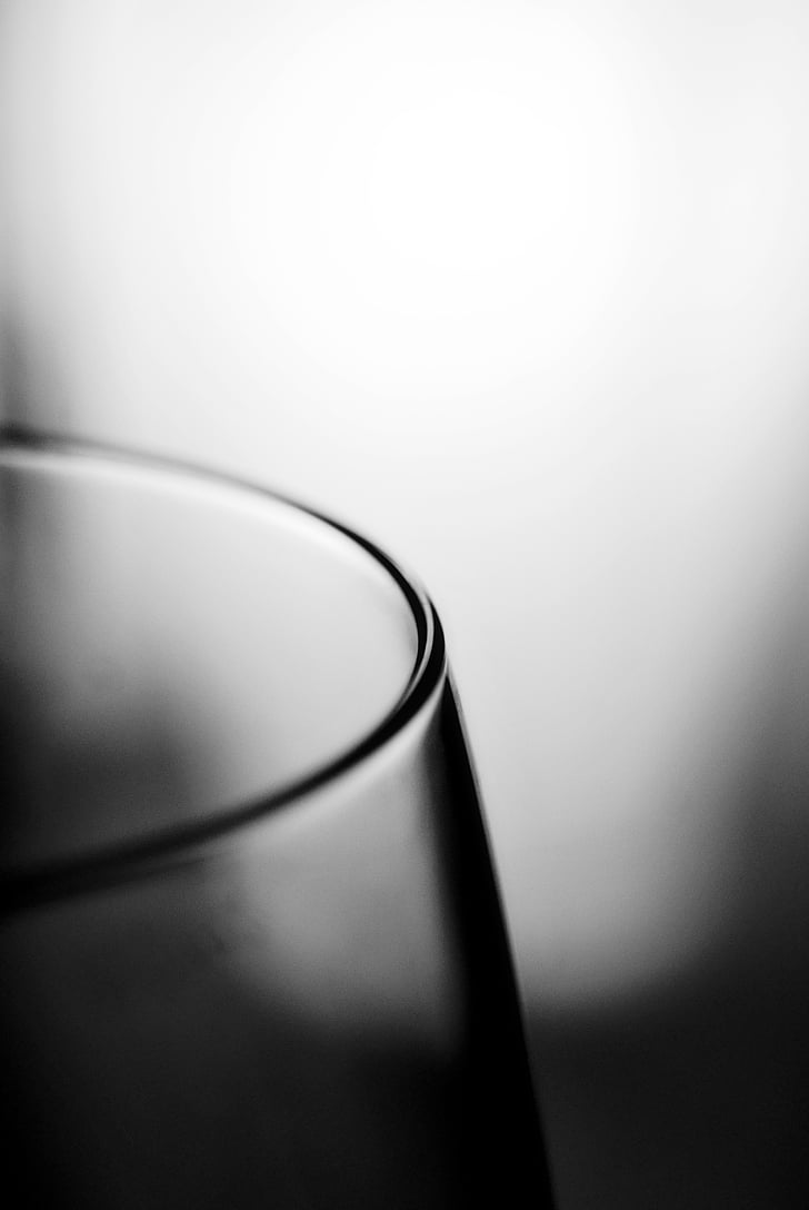steklo, rob, črno-belo, črno-bele fotografije, minimalizem, podrobnosti, krivulje