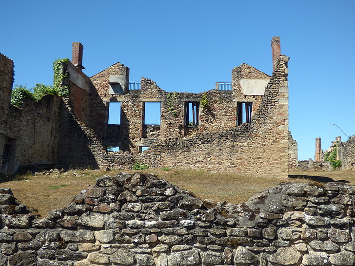 Oradour-sur-glane, guerra, destruída, vila, destruição, ruína, Memorial