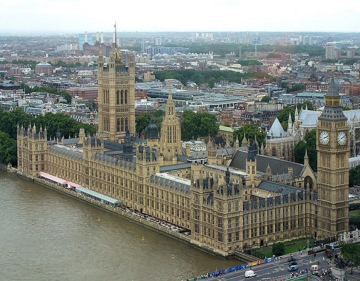 Londyn, Miasto, Pałac Westminsterski, London eye view, Wielka Brytania, Wielkiej Brytanii, punkt orientacyjny