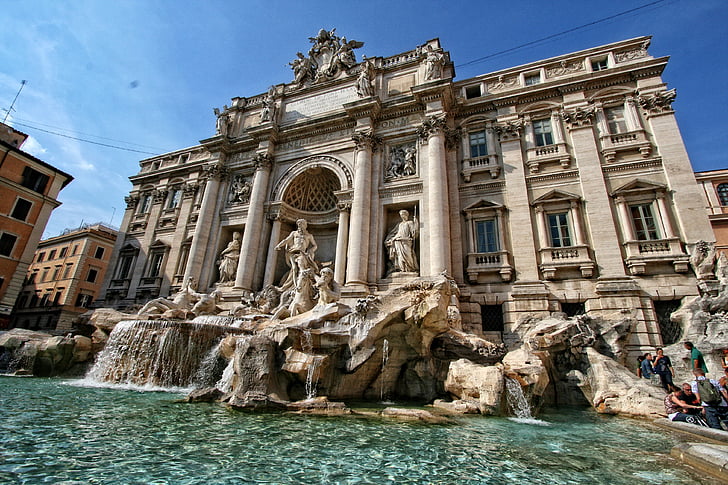 Itálie, Řím, sochařství, fontána di Trevi, Piazza di Trevi, Architektura, Řím - Itálie