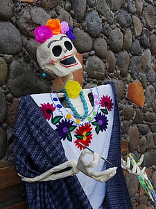 死亡之日, calaca, 传统, 头骨, 11 月, 墨西哥, 拉