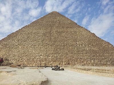 Egito, pirâmides, Giza, pedra, deserto, antiga, nuvem - céu