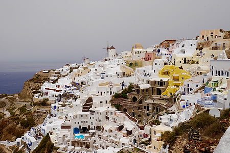 Hellas, Santorini, gresk øy, blå, arkitektur, Vis, Hot