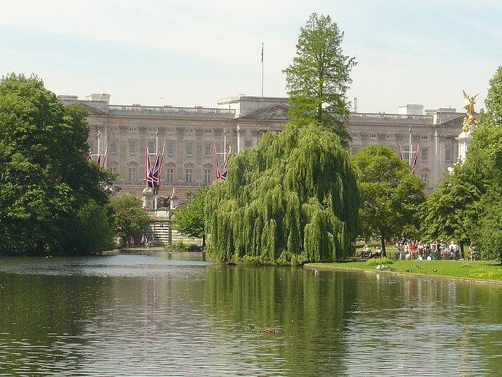 Buckingham palace, brug, St james, Park, Londen, water, beroemde