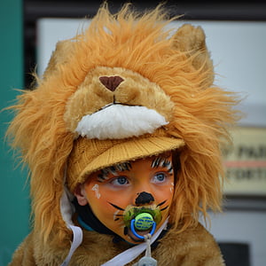 το παιδί, Καρναβάλι, φόρεμα μέχρι, χρώμα προσώπου, Χαριτωμένο, λιοντάρι, άτομα