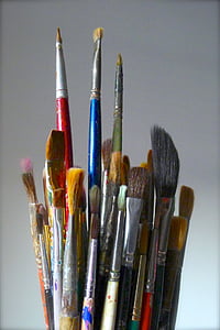 vertical, art, artist, paintbrush, art supplies, bouquet, bunch