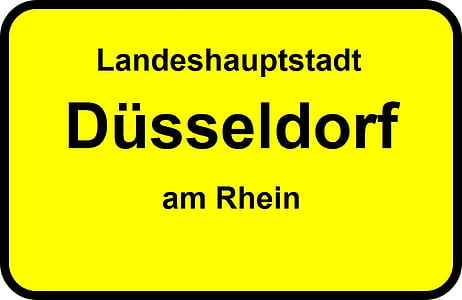 shield, düsseldorf, state capital, street sign, note
