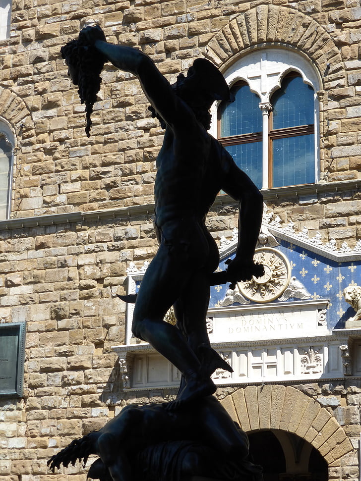 staty, skulptur, Perseus, Loggia dei lanzi, Benvenuto cellini, Florens