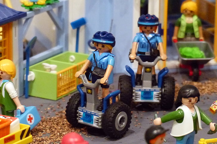 Playmobil, udstilling, legetøj, tal, politiet, Segway