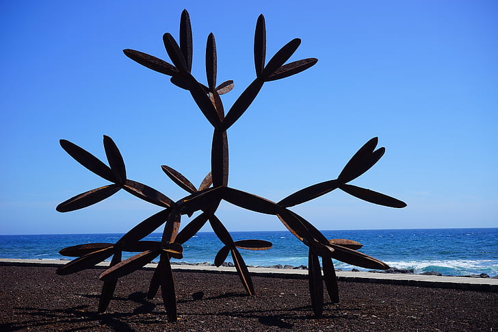 kunst, kunstverk, skulptur, Metal, strandpromenaden, Playa de las americas, kystlandsby