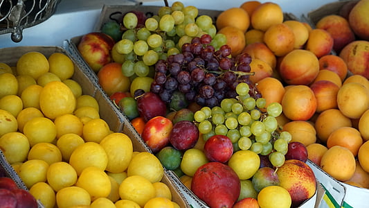frukt, druvor, persikor, kvitten, mat, äta