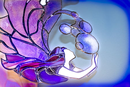 美人鱼, 彩色玻璃, 紫色, 艺术