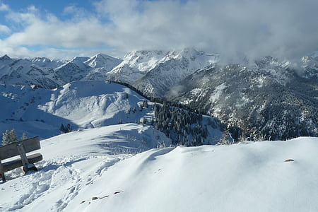 vuoret, Talvinen, maisema, talvi, lumi, Itävalta, Tiroli