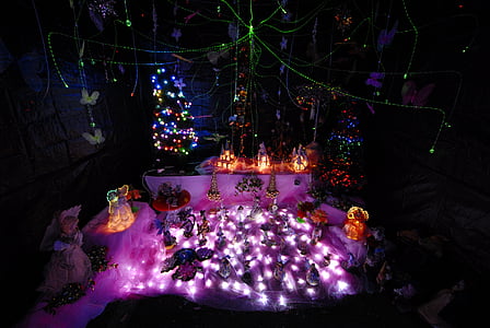Natale, luci, alberi di Natale, Priorità bassa di Natale, decorazioni di Natale, illuminazione