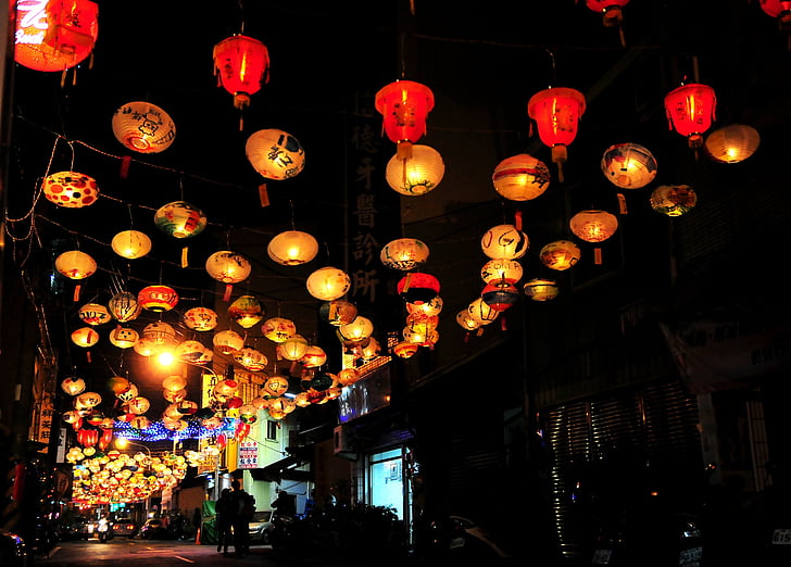 festival Lampion, lentera, bunga 燈