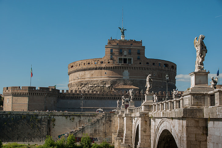 rome, castle saint-angel, fortification, bridge, statues