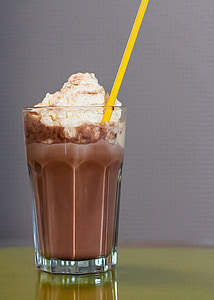 παγωτό σοκολάτα, ποτό, καφέ, κρέμα κάλυψης, κρέμα γάλακτος, άχυρο, Καλαμάκι πόσης