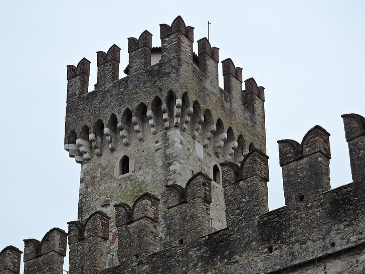 Château, Torre, Sirmione, murs, fortification, Moyen-Age, Italie