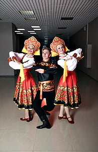 ruština, tradície, ľudový tanec, móda, oblečenie, pár, slovanské