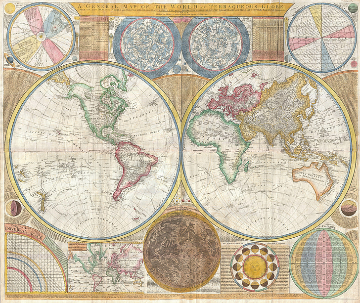 Karte der Welt, Kontinenten, Globus, globale, Karte, historisch, alt
