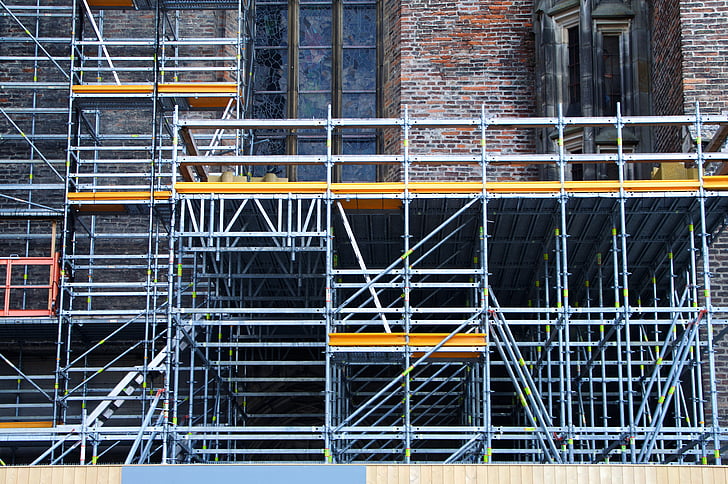 Stillads, panel, barriere, byggeri, konvertering, renovering, metal