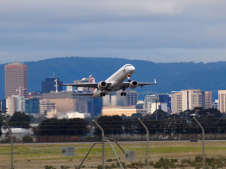 Aeroportul, decolare, aeronave, Virgine, Adelaide