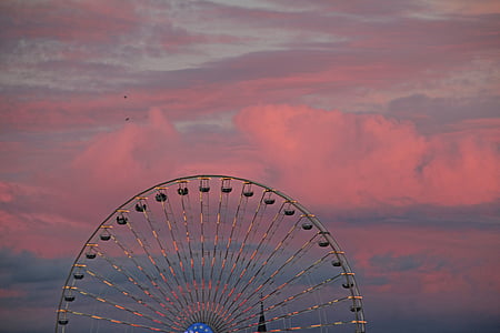 godine na tržištu, abendstimmung, zalazak sunca, vrtuljak, Ferris kotač, nebo