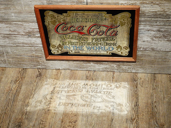 Coca cola, Cola, cokes, advertentie, spiegel, oude, reclame sign
