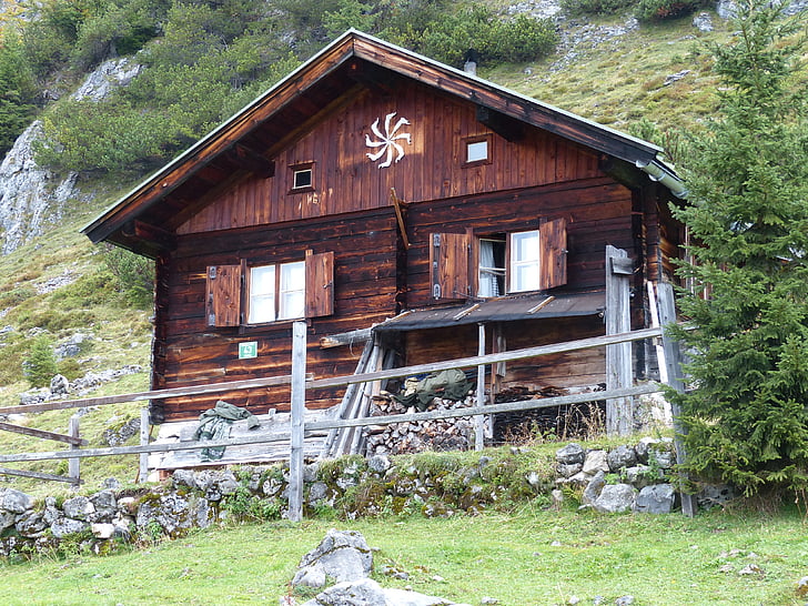 cabana de montanha, solitário, natureza, solidão, Alpina, montanhas, Outono